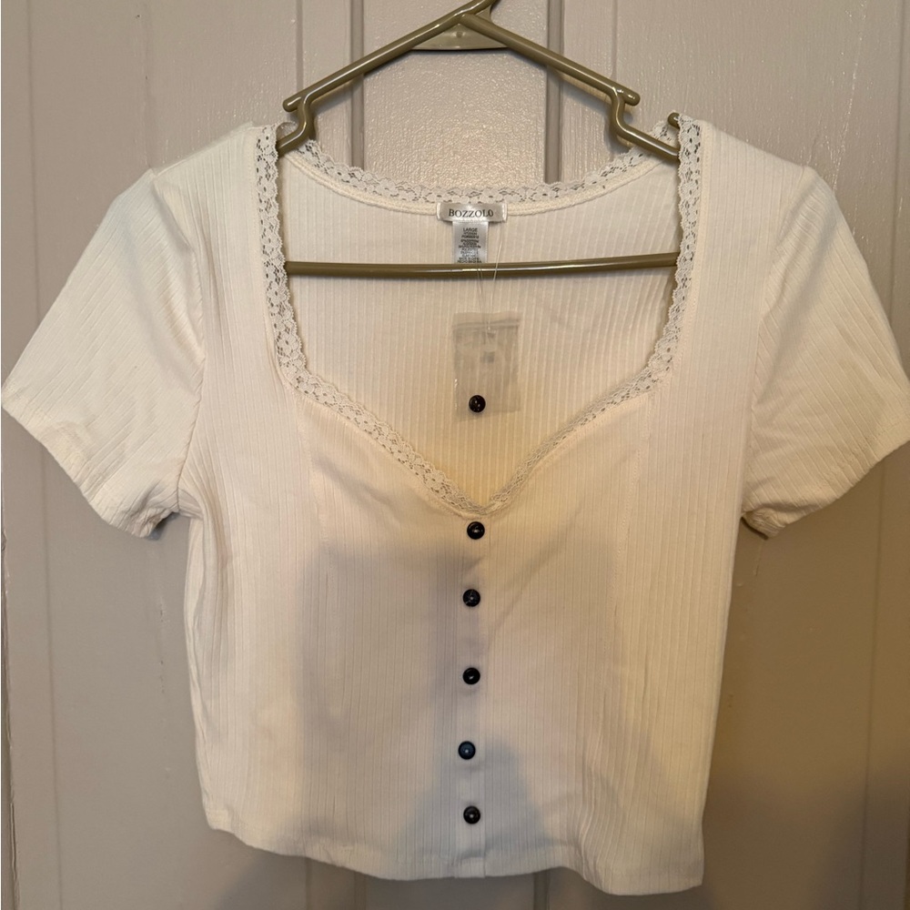 Bozzolo White Button-Up Crop Top